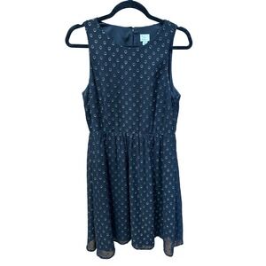 A New Day Womens Black Gold Metallic Dot Sleeveless Fit and Flare Dress Size M